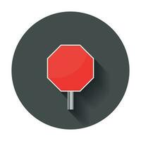 Blank red stop sign vector icon. Empty danger symbol vector illustration with long shadow.