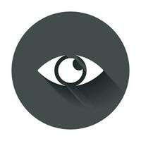 Simple eye icon vector. Eyesight pictogram in flat style with long shadow. vector