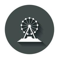 Ferris wheel vector icon. Carousel in park icon. Amusement ride illustration with long shadow.