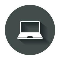 Computer vector illustration. Monitor flat icon with long shadow.