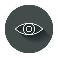 Simple eye icon vector. Eyesight pictogram in flat style with long shadow. vector