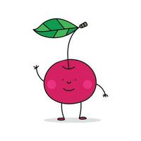 Colored vector illustration of a cherry that smiles on a white background