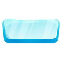 Ice button, frozen frame, level menu in cartoon style isolated on white background. Glass shiny panel, game ui element. . Vector illustration
