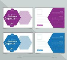 Modern post card design template for corporate business, vector post card design layout with two color