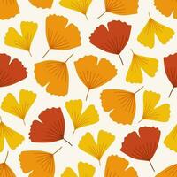 Autumn seamless pattern with colorful ginkgo biloba leaves. vector