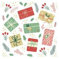 Christmas gifts on white background. vector