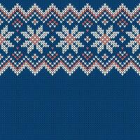 Winter knitted wool sweater pattern with snowflakes and place for text. vector