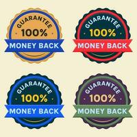 100 percent money back guarantee golden emblem icon badge set vector