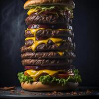 A mouthwatering gourmet burger with all the fixings photo