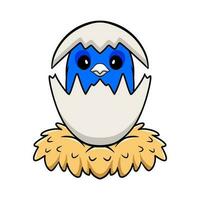 Cute blue factor canary cartoon inside from egg vector