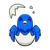 Cute blue factor canary cartoon inside from egg vector