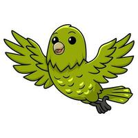 Cute green canary cartoon flying vector