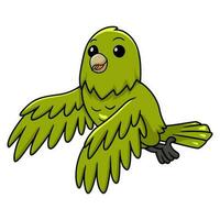 Cute green canary cartoon flying vector