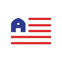 americano bandera con granero granja logo terciopelo icono símbolo ilustración diseño vector
