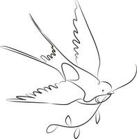 Flying swallows. Continuous one line drawing.Vector illustration vector