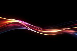Abstract Speed light trails effect path, fast moving neon futuristic technology background, future virtual reality, motion effect, curve of neon bright, highway speed light, with . photo