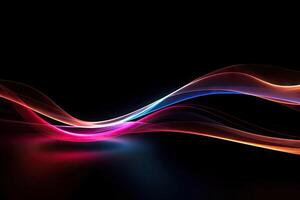 Abstract Speed light trails effect path, fast moving neon futuristic technology background, future virtual reality, motion effect, curve of neon bright, highway speed light, with . photo