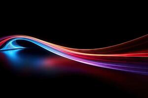 Abstract Speed light trails effect path, fast moving neon futuristic technology background, future virtual reality, motion effect, curve of neon bright, highway speed light, with . photo