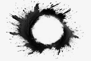 Abstract black in splash, paint, brush strokes, stain on white background, Japanese style with Generative AI. photo