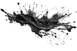 Abstract black in splash, paint, brush strokes, stain on white background, Japanese style with Generative AI. photo