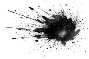 Abstract black in splash, paint, brush strokes, stain on white background, Japanese style with . photo