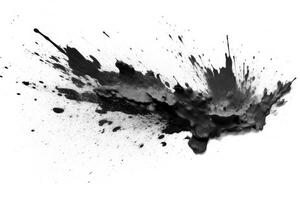 Abstract black in splash, paint, brush strokes, stain grunge isolated on white background, Japanese style with . photo