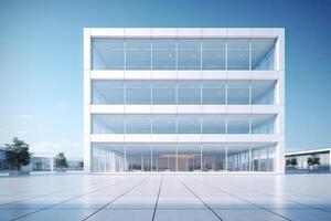White minimal architecture building background empty wide space for mock up, concrete floor car park, cement garage design scene with copy space, with . photo
