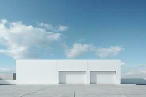 White minimal architecture building background empty wide space for mock up, concrete floor car park, cement garage design scene with copy space, with Generative Ai. photo