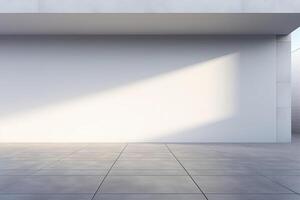 White minimal architecture building background empty wide space for mock up, concrete floor car park, cement garage design scene with copy space, with . photo