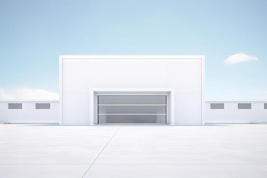 White minimal architecture building background empty wide space for mock up, concrete floor car park, cement garage design scene with copy space, with . photo