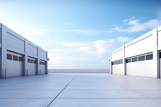 White minimal architecture building background empty wide space for mock up, concrete floor car park, cement garage design scene with copy space, with . photo
