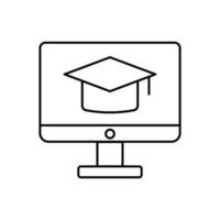 Online education outline style icon vector