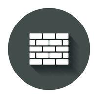 Wall brick icon in flat style. Wall symbol illustration with long shadow. vector