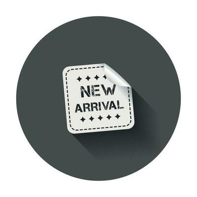 New arrival sticker. Vector illustration with long shadow.