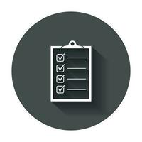 To do list icon. Checklist, task list vector illustration in flat style. Reminder concept icon with long shadow.