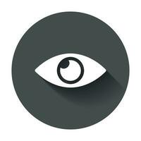 Simple eye icon vector. Eyesight pictogram in flat style with long shadow. vector