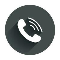 Phone icon vector, contact, support service sign. Telephone, communication icon in flat style with long shadow. vector