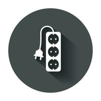 Extension cord vector icon. Electric power socket flat illustration with long shadow.