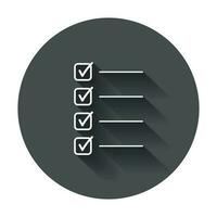 To do list icon. Checklist, task list vector illustration in flat style. Reminder concept icon with long shadow.