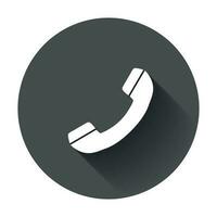 Phone icon vector, contact, support service sign. Telephone, communication icon in flat style with long shadow. vector