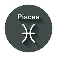 Pisces zodiac sign. Flat astrology vector illustration on white background.