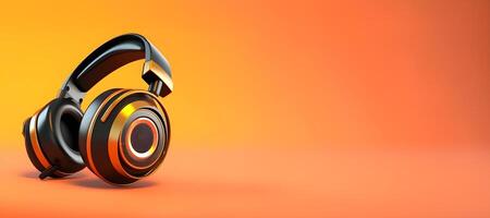 Isolated Headphone on Pastel Background with Copy Space. Banner with empty space background. AI Generated photo