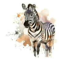 Zebra in watercolor style. Wild African animal from the savannah or zoo created with Generative AI Technology photo