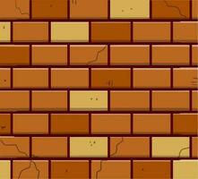 Brick wall. Old red stone fence. Element of the facade of the house and building. Flat cartoon illustration. vector