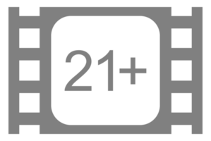 Zeichen von Erwachsene nur zum achtzehn Plus, 18 Plus und zwanzig einer Plus, 21 Plus Alter im das Filmstreifen. Alter Bewertung Film Symbol Symbol zum Film Poster, Apps, Webseite oder Grafik Design Element. Format png