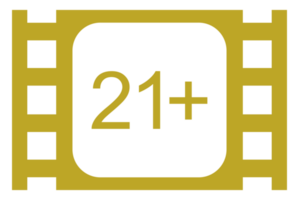 Sign of Adult Only for Eighteen Plus, 18 Plus and Twenty One Plus, 21 Plus Age in the Filmstrip. Age Rating Movie Icon Symbol for Movie Poster, Apps, Website or Graphic Design Element. Format PNG