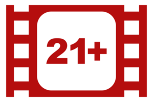 Sign of Adult Only for Eighteen Plus, 18 Plus and Twenty One Plus, 21 Plus Age in the Filmstrip. Age Rating Movie Icon Symbol for Movie Poster, Apps, Website or Graphic Design Element. Format PNG