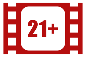 Sign of Adult Only for Eighteen Plus, 18 Plus and Twenty One Plus, 21 Plus Age in the Filmstrip. Age Rating Movie Icon Symbol for Movie Poster, Apps, Website or Graphic Design Element. Format PNG