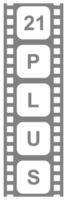 Sign of Adult Only for Eighteen Plus, 18 Plus and Twenty One Plus, 21 Plus Age in the Filmstrip. Age Rating Movie Icon Symbol for Movie Poster, Apps, Website or Graphic Design Element. Format PNG