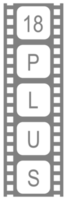Sign of Adult Only for Eighteen Plus, 18 Plus and Twenty One Plus, 21 Plus Age in the Filmstrip. Age Rating Movie Icon Symbol for Movie Poster, Apps, Website or Graphic Design Element. Format PNG